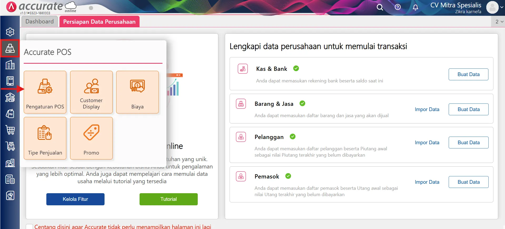 Cara memutuskan perangkat Accurate POS
